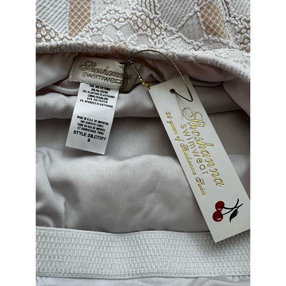 Shoshanna Swimwear | High Neck One Piece | White/Tan | NWT | SZ 8 - Picture 5 of 9